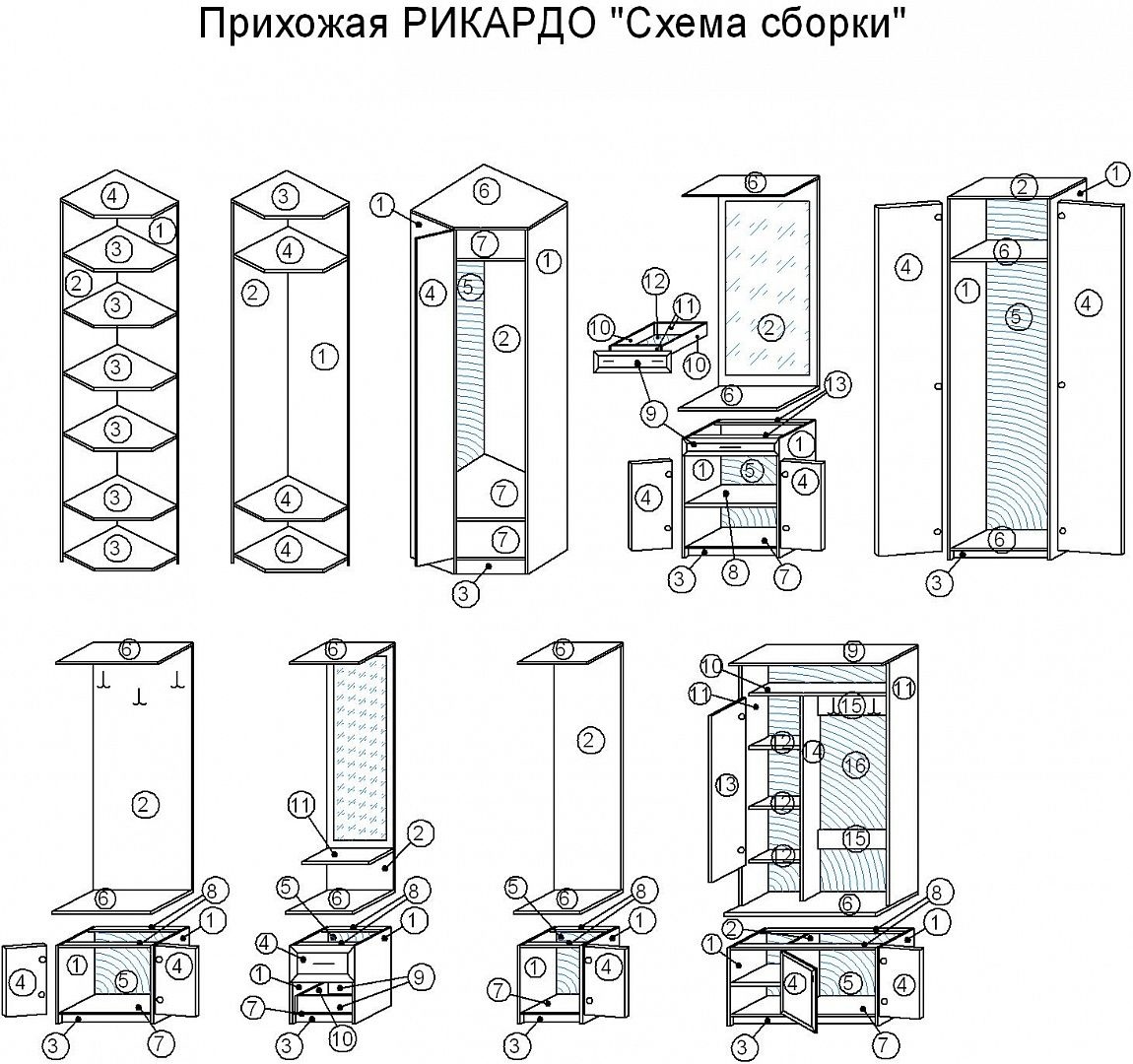 Модульная прихожая Рикардо 5У